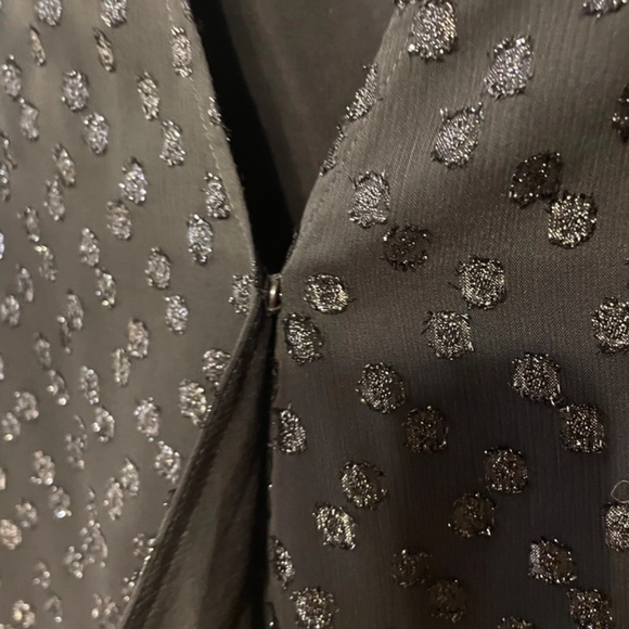 Last Chance! Like New Sezane Ella Lurex Polka Dot Wrap Blouse Black 42, 10 - Picture 6 of 8